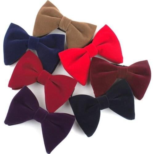 Linbaiway Women Fashion Velvet Big Bow Ties for Wedding Party Bowknot Business Solid Hot Bowties Tuxedo Cravat Custom Logo