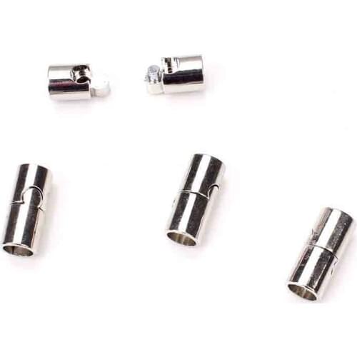 5Set/lot Rhodium Strong Magnetic Clasp 7mm Round Leather Cord Magnetic Closure for DIY Leather Necklace Jewelry Making Materials