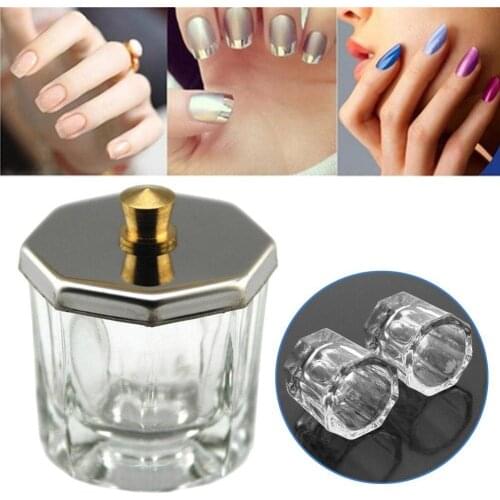 Manicure tool small octagonal crystal cup with lid crystal crystal lid blending cup glass with powder F8C1