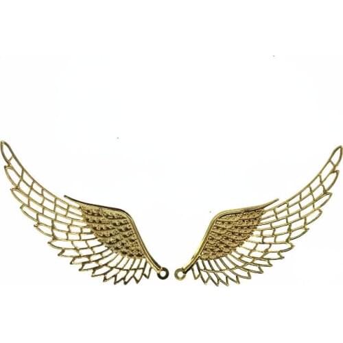 5pairs 110mm antique bronze wings metal pendant - filigree stamping base for jewelry making