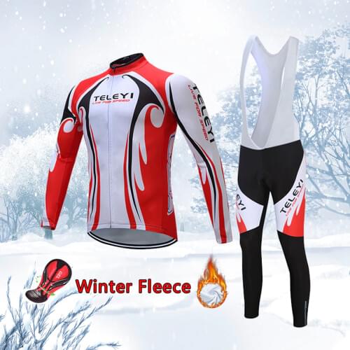 Men winter thermal fleece cycling clothing Warm bib gel pants bicycle jersey set bike clothes outfit uniform dress kit skinsuit