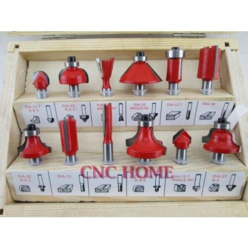 NEW 12pcs/set 1/4" (6.35mm) Shank Wood Router Bits Set Sharp Cutting Drilling Door Wooden Box