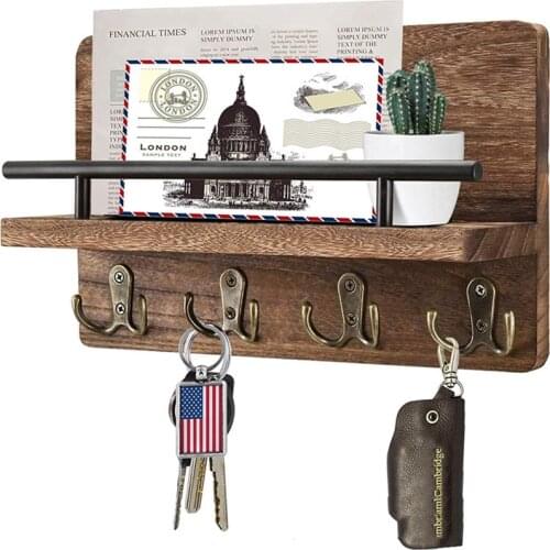 Wall-hung Type Wooden Rack Storage Rack Key Hanger Decorative Wall Shelf Magazine Letter Sunglasses Storage Hanger Organizer