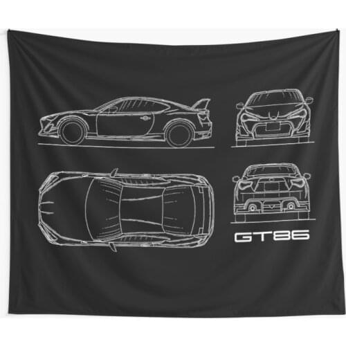 The GT86 Blueprint Wall Tapestry Cover Beach Towel Throw Blanket Picnic Yoga Mat Home Decoration