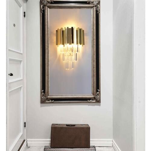 New crystal wall lamp LED golden wall lamp living room bedroom background lamp hotel bedside lamp restaurant villa wall lights
