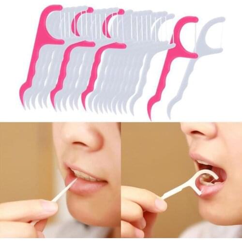 20Pcs/Pack Disposable Dental Floss Picks Sticks Interdental Brush 2 In 1 Plastic Toothpick Cleaning Mouth Oral Care Hygiene