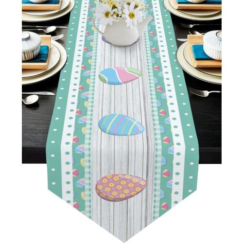 Easter Egg Dots Checkered Table Runner Wedding Decor Cake Tablecloth and Placemat Dinning Table Decoration Table Runner