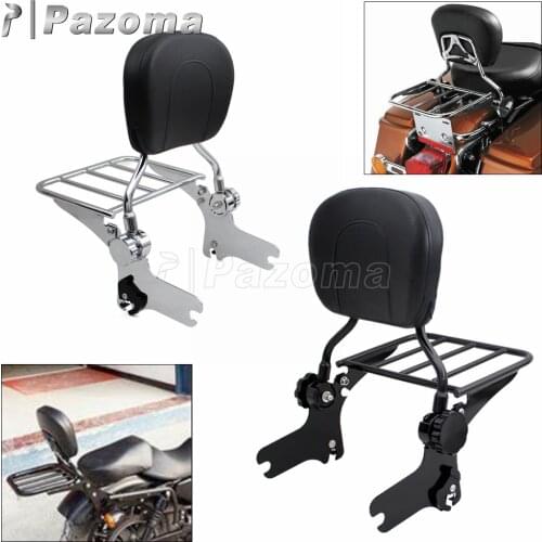 Adjustable Motorcycle Sissy Bar Rear Passenger Luggage Rack Detachable Backrest For 1979-2008 Harley Road King FLHTC FLHX FLTR