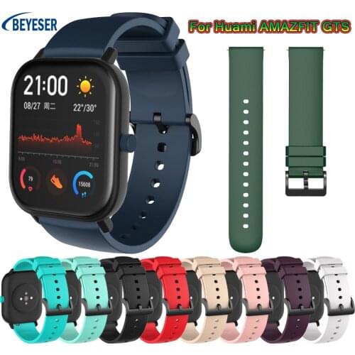 20mm Silicone Watchband for AMAZFIT GTS2/GTS/GTR 42MM/BIP Strap Replacement Wristband for Galaxy Watch Active2 /Active Bracelet