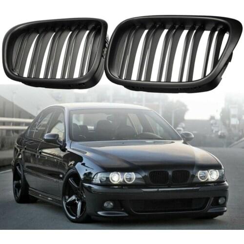 NEW-Front Bumper Kidney Grill Replacement Dual Slat Grilles for BMW E39 5 Series 525 528 1995-2004 Matte Black
