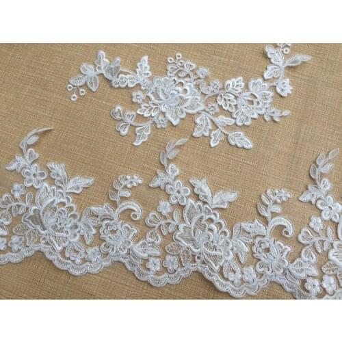 Lace appliques lace boarder Applique Medallions Piece Lace Embroidery Applique Lace DIY wedding dress lace flowers patch