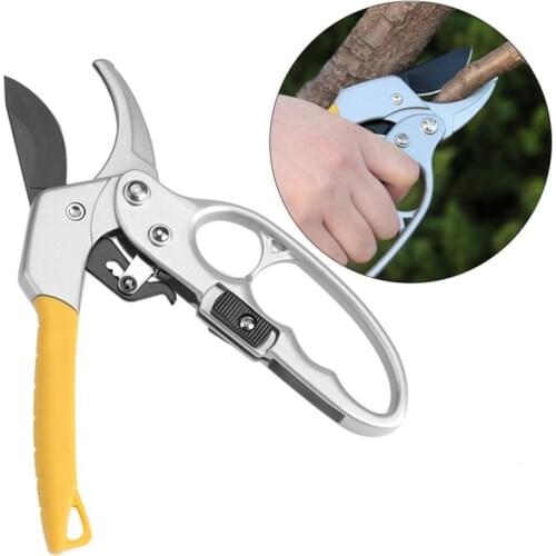 Ratchet Pruning Shears Garden Hand Edgers Pruners Secateurs High Carbon Steel Blade Cuts Wood Plant Branch Tools Scissors