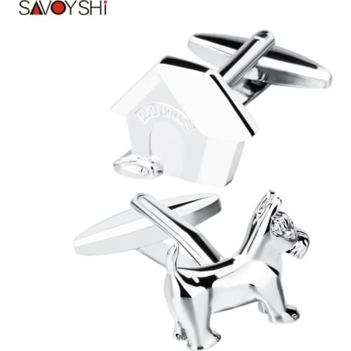 SAVOYSHI Novelty Dog&House Shaped Cufflinks For Men High Quality Shirt Cuffs Button Business Gift Jewelry