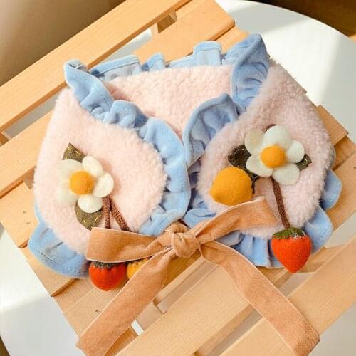 Autumn and Winter Girls Scarf Cute Soft Lotus Leaf Lace Wool Scarf Children Lovely Sweet Windproof Shawl Baby Warm Collar Kids