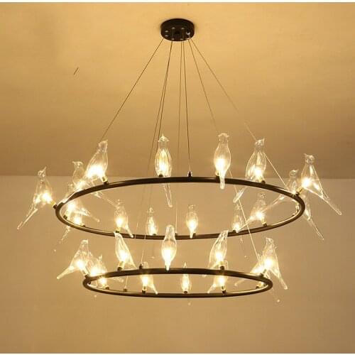 Nordic Modern Gold LED Pendant Lights glass bird iron ring bedroom dinning room kitchen hanglampen voor eetkamer lamp