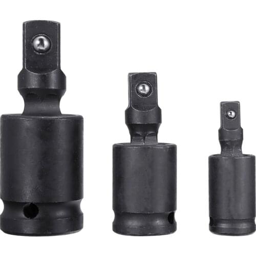 3pcs Black Car Air Impact Socket Electric Wrench Tool 1/2" 3/8" 1/4 Inch Drive Swivel Universal Joint Air Impact Socket Set