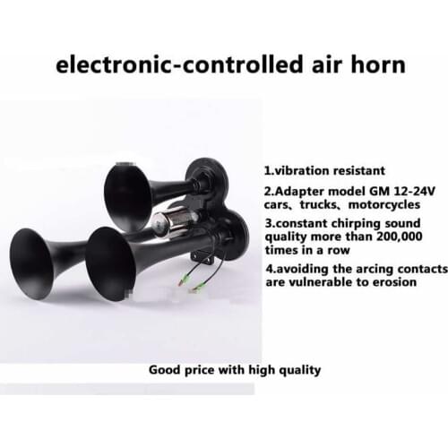 High quality car motorcycle air horn solenoid valve/12v-24V three-plated air speaker Van (black) Comepetitive price