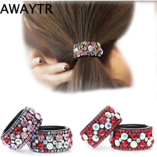 1 pc AWAYTR 2021 Hair Clips for Hair Plastic Crystal Gum for Hair Ponytail Ring Buckle Holder Women Accessories Hairpin