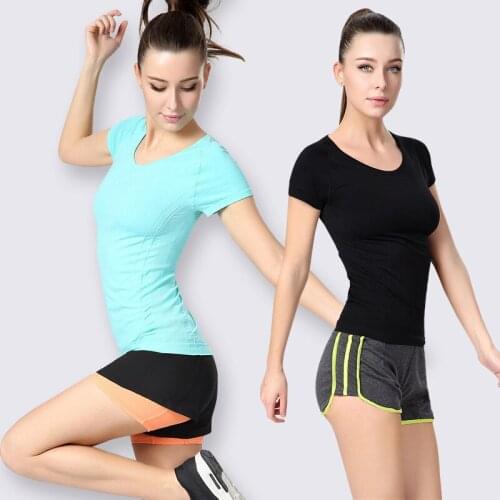 2016 Women Fitness Clothing Yoga Gym Workout Tees Summer Clothes T-shirt Running Shirt Bodybuilding Sports Quick Dry Tops