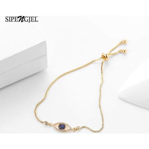 SIPENGJEL Fashion Turkish Eye Adjustable Bracelets Box Chain Charm Bracelets For Women Party Jewelry Gift 2021