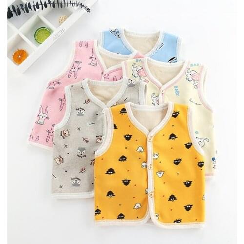 Toddler Vest 100% Cotton Printed Kids Thick Waistcoats Infant Outerwear Children Baby Boys Girls Clothing