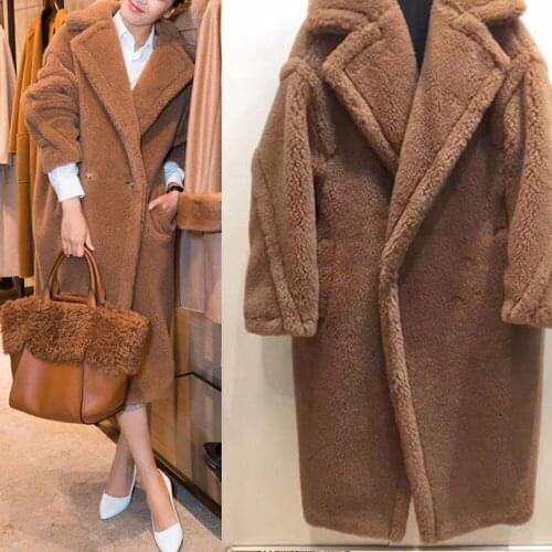 Winter Snow Cold Thick Faux Lamb Fur Overcoats Women Teddy Bear Faux fur Loose Long Jacket Maxi Long Fur Coat Outwear WDC3457