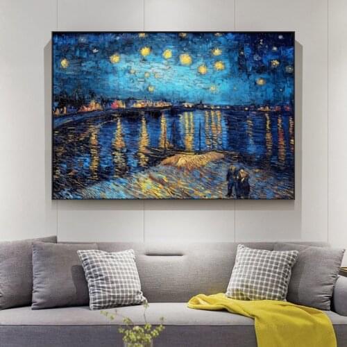 Famous Oil Paintings Starry Night By Van Gogh Impressionist Artist Wall Art Replication Posters and Print for Home Room Cuadros