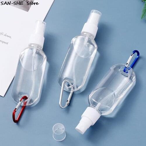 1PC 60ml Reusable Portable Mini Size Alcohol Spray Bottle Hand Sanitizer Travel Small Size Holder Hook Keychain Carrier
