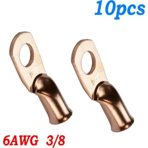10pcs Wire Ring Hole Terminal Copper 6 AWG Gauge 3/8 Connectors Car Audio Terminals Kit