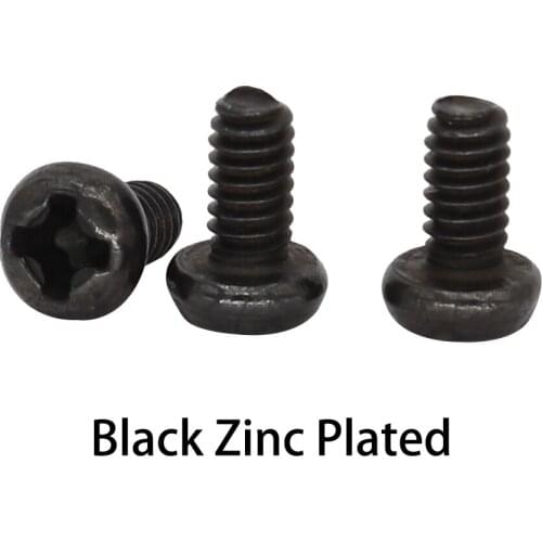 100pcs M4*6/8/10/12/16 M4x6/8/10/12/16 Black Zinc Plated Carbon Steel DIN7985 Bolt Phillips Cross Recessed Round Pan PM Screw