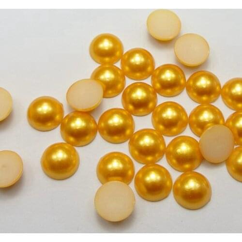 200 Gold Half Pearl Bead 10mm Flat Back Round Gems Scrapbook Craft
