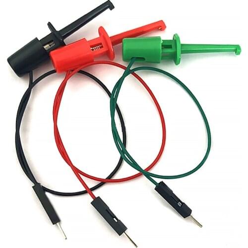 3pcs Hook Type Test Clip Probes Instrumentation for Electronic Testing Transistor Tester with Male Head DuPont Line Repair Tools