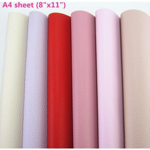 6pcs A4 sheet PU Leather lychee synthetic leather faux leather fabric for sewing DIY CN294