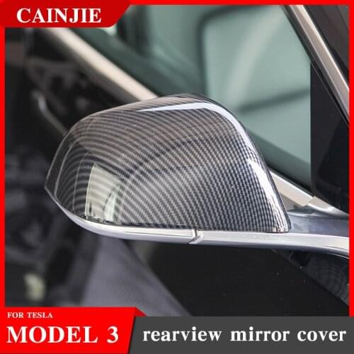 For Tesla Model 3 2021 Accessories Rearview Mirror Cover ABS Model3 Carbon Fiber pattern Side Mirror Cover New Model Three