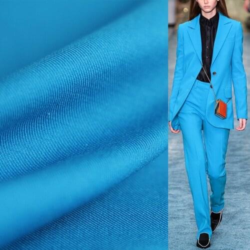 White waxberry Blue Twill Elastic Worsted Wool Fabrics Garment Materials Women Suits Pants DIY Sewing Tailor Cloth Freeshipping