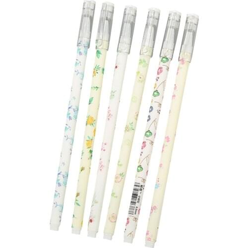 Free shipping 48pcs/lot 0.5mm Black Ink Fresh Small Floral Writing Pens Flower Gel Pen School Supplies Cute For Gifts