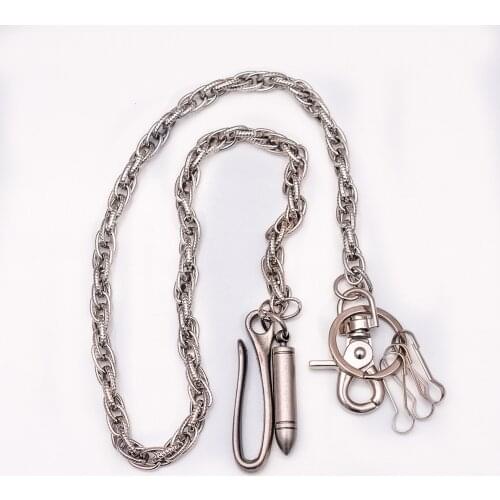 Long 30" Bling Quality Mens Hip Top Punk Rock Pants Trousers Jeans Waist Wallet Bullet Metal Chains Mens Biker Link Key Chain