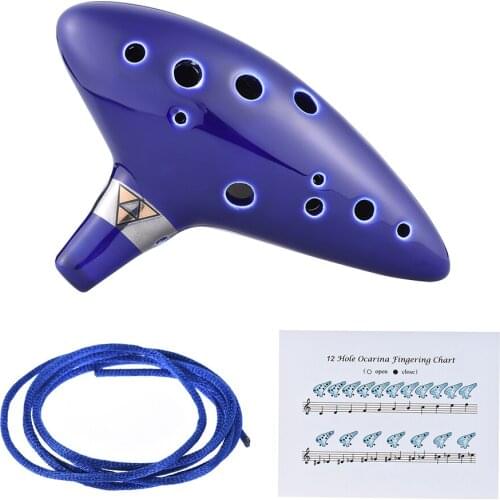 12 Hole Ocarina Ceramic Alto C Vessel Flute Wind Musical Instrument