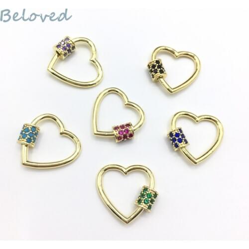 Heart Shape CZ Micro Paved Screw Clasp Lock, Gold Filled Carabiner Lock,Quick Link Clasp, BG18339