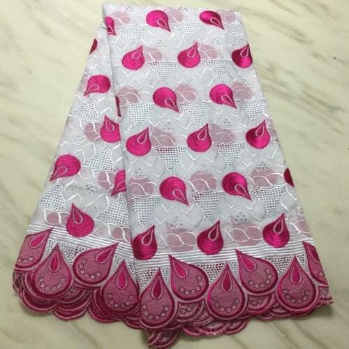 Classic swiss lace 100% cotton fabric embroidery with stones 5 yards high quality tissu africain broderie coton brocade fabric