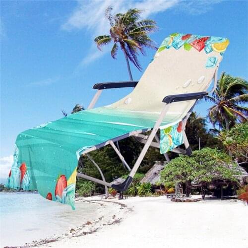 Summer Sun Lounge Chair Cover with Storage Pockets Soft Microfiber Beach Chair Cover Long Recliner Towel 210x73cm