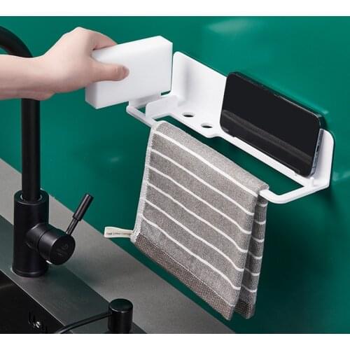 3 in 1 Multifunction Kitchen Drain Rack Storage Rack Household Sponge Sink Rack with Mobile Phone Shelf Kitchen Storage Holders