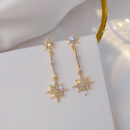 Fashion Gold Plated Crystal Star Long Tassel Earrings for Women with Earrings Friends Gifts Fashion Earrings Unusual Earrings