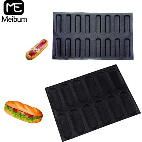 Meibum Eclair Baguette Silicone Mould Bread Baking Mold Set Non Stick Glass Fiber Bakeware Hot Dog Bun Form Pastry Tools