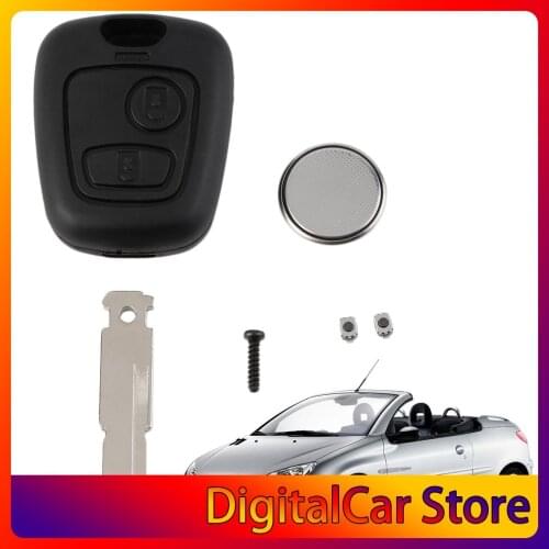 New arrival 2 Buttons Remote Key Fob Case Shell Blade Cell Battery For Peugeot 206 Key hot sales
