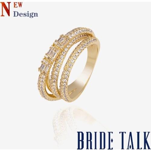 Bride Talk Double-layer Line Cubic Zircon Simple Trapezoid Zircon Ring For Women Anel Jewelry Jewellery Aneis Love Gift