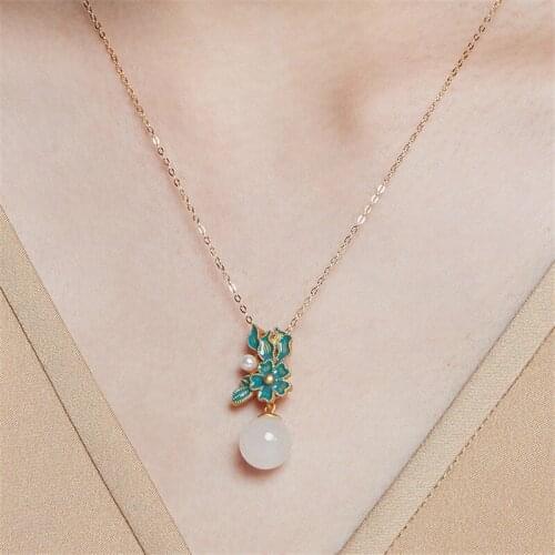 14K Gold 45 Cm Necklace Freshwater Pearl Jewelry Pendnat Women Bohemia 14 K Yellow Gold Jewelry Collares Mujer Pendant Females