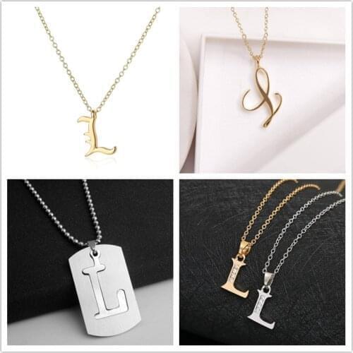 Gift Family mom name Initial Letter L monogram alphabet Stainless steel alloy 26 English word sign pendant Necklace jewelry