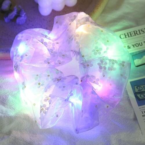 LED Luminous Hair Bands Scrunchies Women Girls Headwear Hair Rope Simple Wrist band Rings Rubber Band Hair Accessories