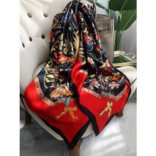 2021 new spring women scarf quality shawl silk fashion scarf headscarf beach sunscreen bag headscarf scarf 90cm*90cm